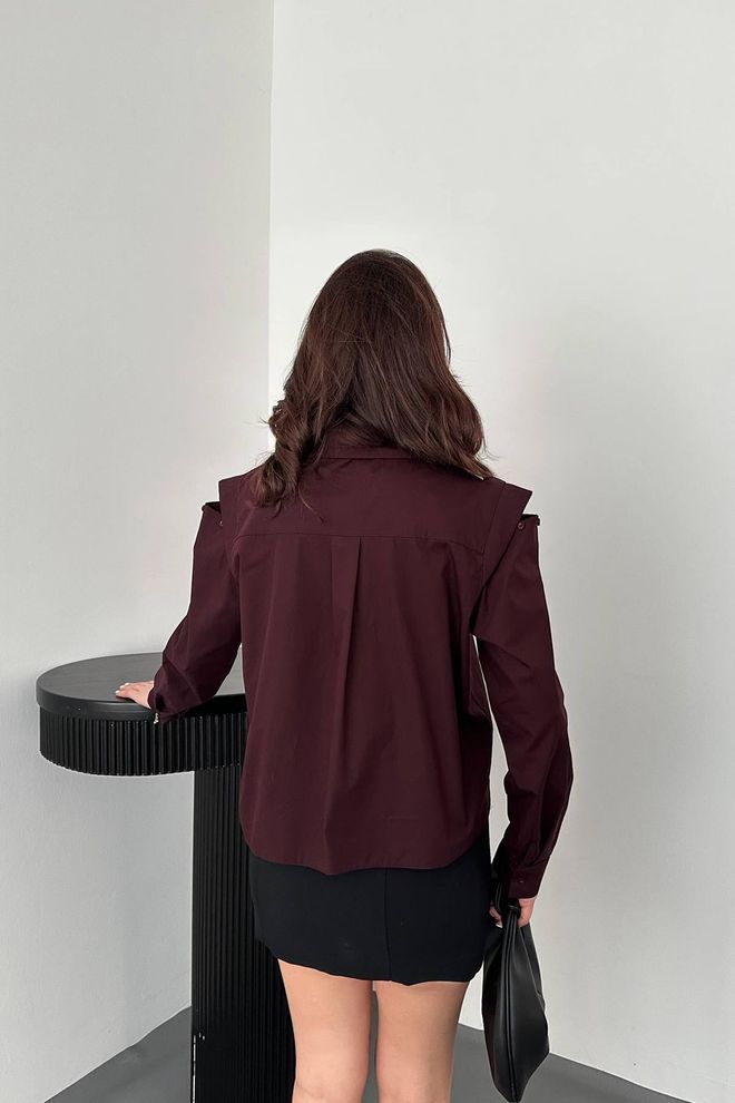 Elisa Claret Red Formal Elegant Shirt Wholesale Clothing Sexy