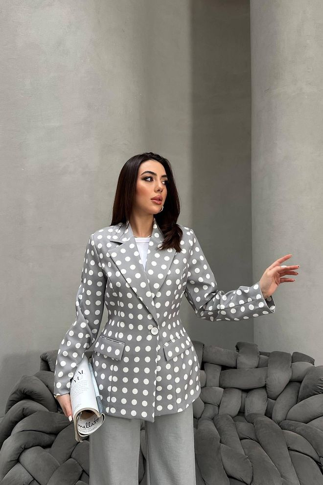 Elisa Grey Single Breasted Blazer Jacket Wholesale Clothing Vintage