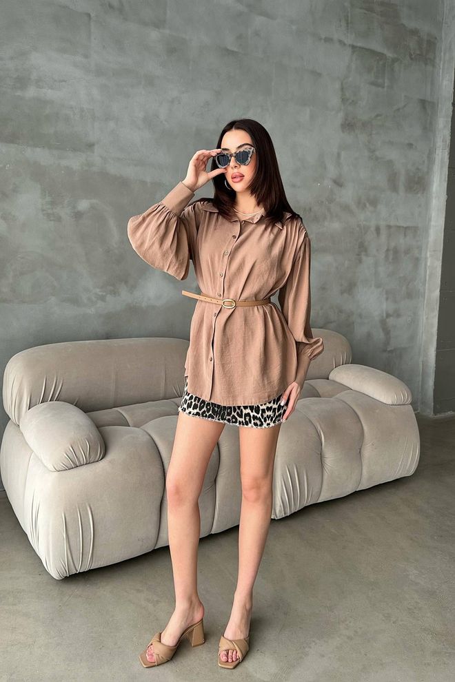 Elisa Beige Casual Elegant Formal Vintage Shirt Wholesale Clothing Lounge