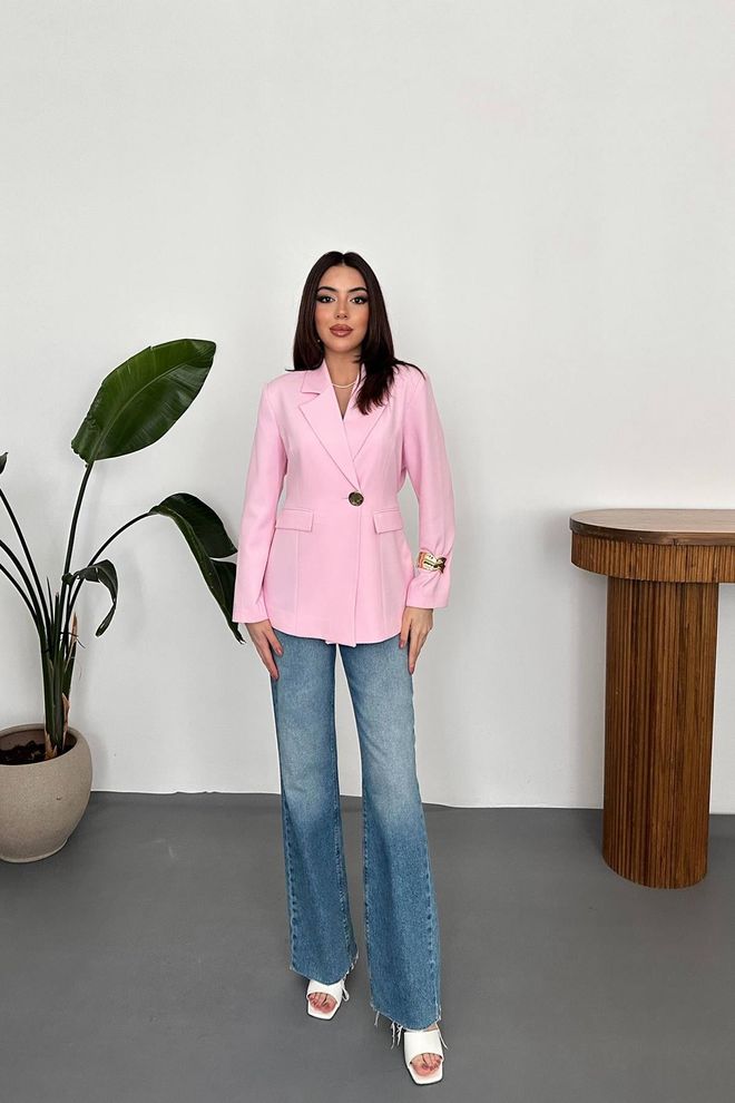 Elisa Roze Elegante Slim Fit Jas Groothandel Kleding Werk