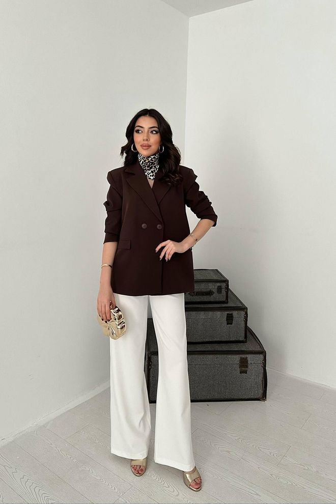 Elisa Brown Double Breasted Blazer Jacket Wholesale Clothing Work