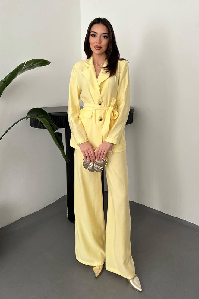 Elisa Yellow Elegant Formal Casual Set Wholesale Clothing Casual