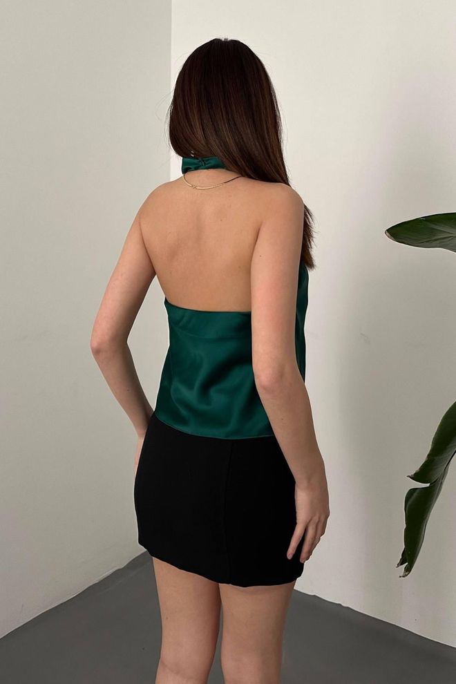 Elisa بلوزة أخضر أنيقة برقبة الحديد ملابس بالجملة رَسمِيّ