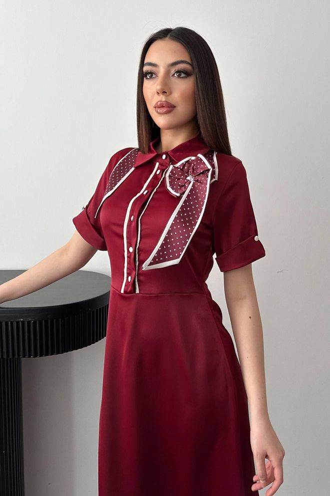 Elisa Bordo Rdeča A Linija Formalno Eleganten Obleka Oblačila na debelo Delo