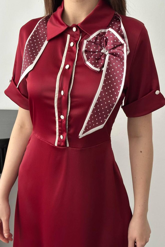 Elisa Bordo Rdeča A Linija Formalno Eleganten Obleka Oblačila na debelo Pomlad