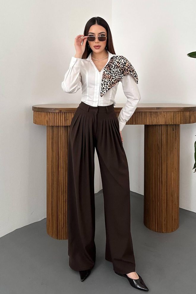 Elisa Brown Elegant Formal Palazzo Pants Wholesale Clothing Formal