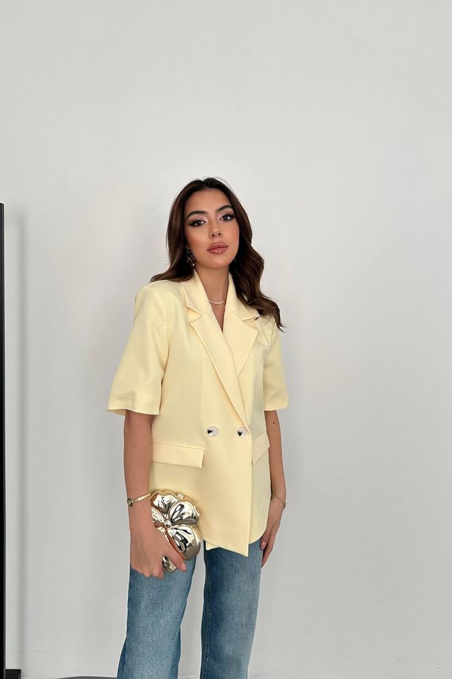 Elisa Bej Çift Düğmeli Blazer Ceket Toptan Giyim 1