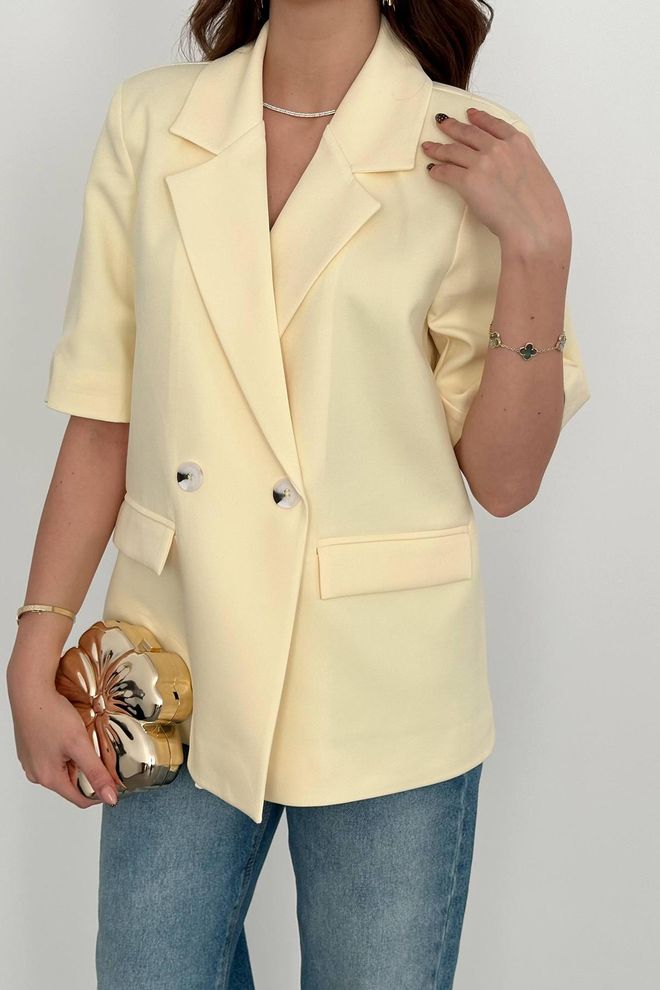 Elisa Bej Çift Düğmeli Blazer Ceket Toptan Giyim Bahar