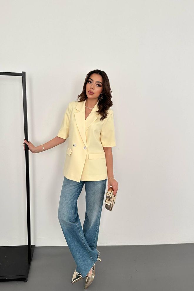 Elisa Bej Çift Düğmeli Blazer Ceket Toptan Giyim İş