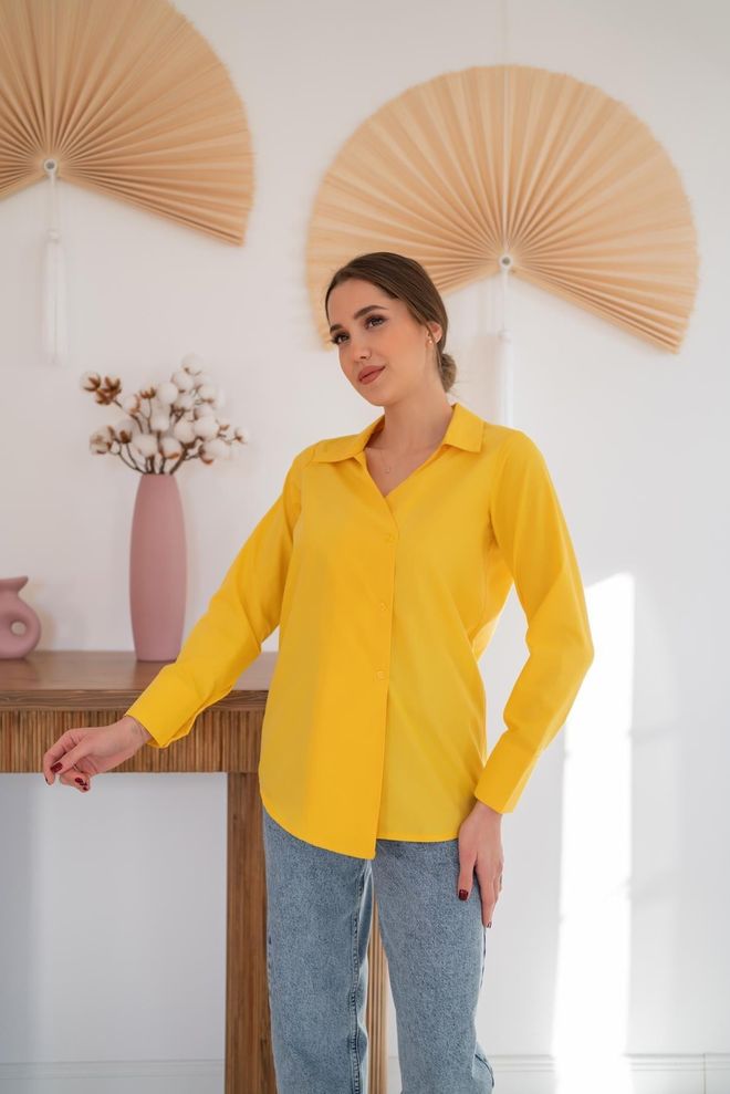 Elisa Chemise Boutonnée Jaune Vêtements en gros Modeste