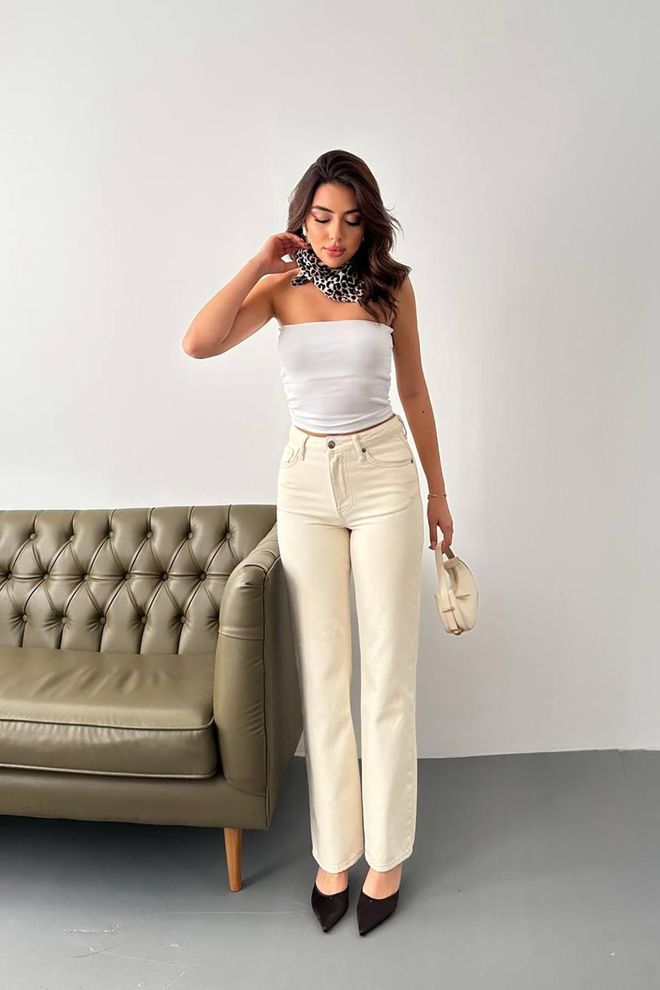 Elisa Jeans Beige Groothandel Kleding Casual