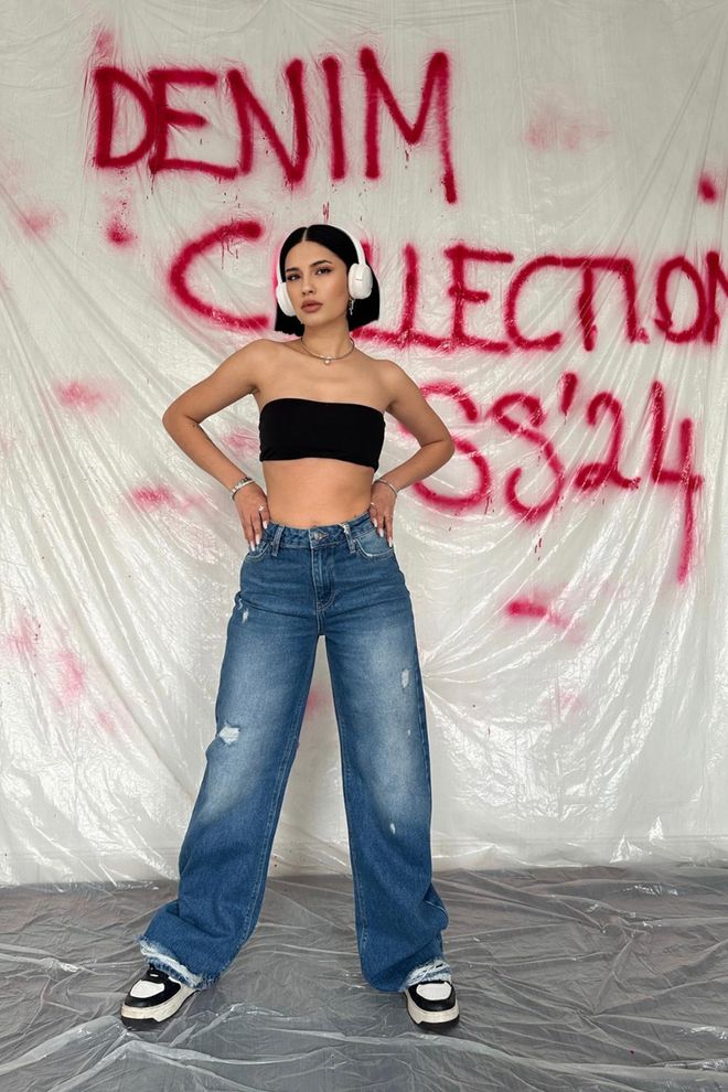 Elisa Palazzo Laserjeans Blauw Groothandel Kleding Casual