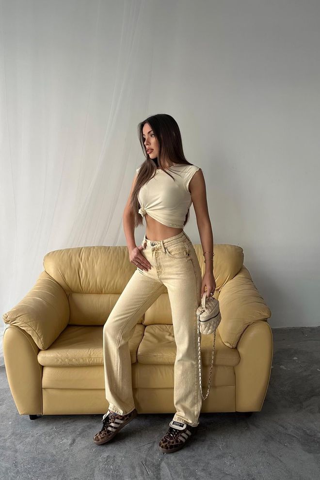 Elisa Jeans Mostarda Roupas por atacado Casual