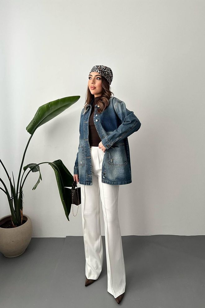 Elisa سترة الدنيم خمر الأزرق ملابس بالجملة 2