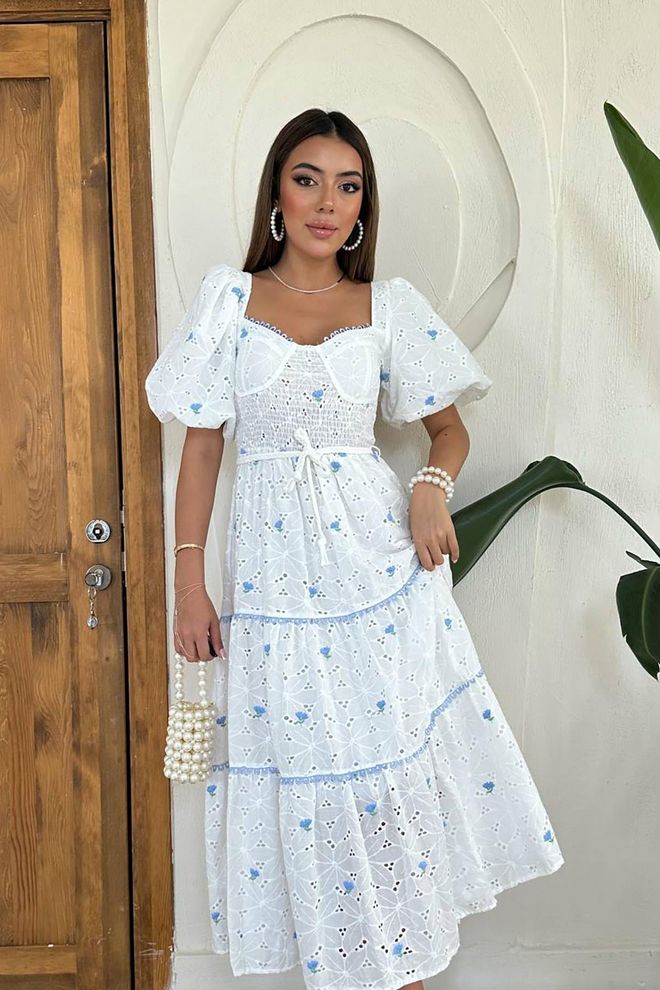 Elisa Brode Haljina S Detaljima Od Čipke Plava Veleprodaja odjeće Bez tkanine