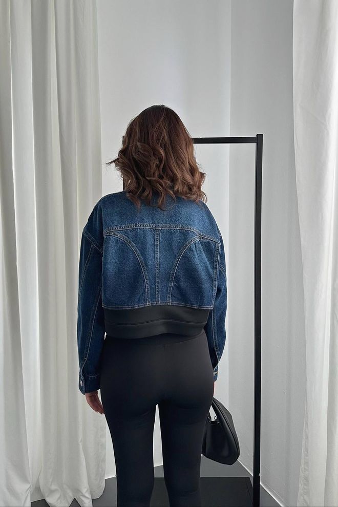 Elisa سترة دينم سكوبا مزخرفة أسود ملابس بالجملة 4