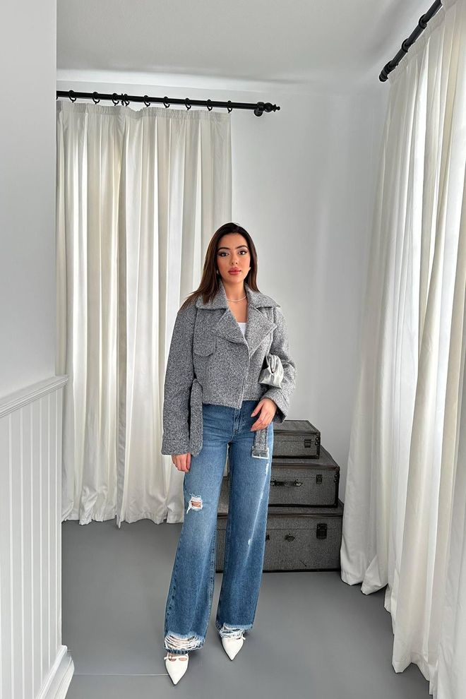 Elisa Eyelet Cachet Coat Gray Wholesale Clothing 2