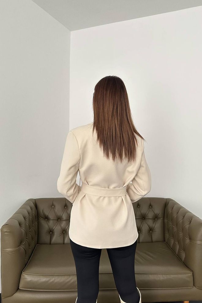 Elisa Jacket With Pocket Flap And Belt Beige Wholesale Clothing 5