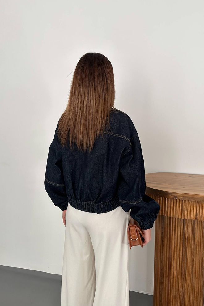 Elisa سترة جينز قصيرة مرصعة بالأحجار أزرق ملابس بالجملة 4