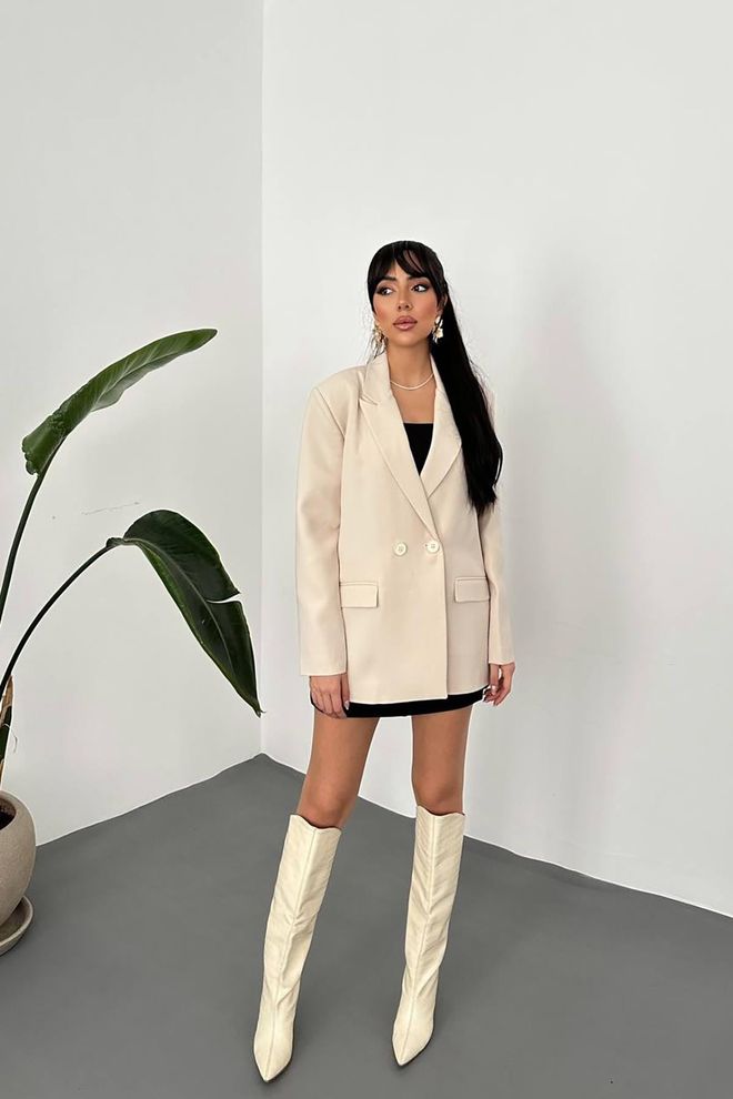 Elisa Blazer Jacket Beige Wholesale Clothing 2