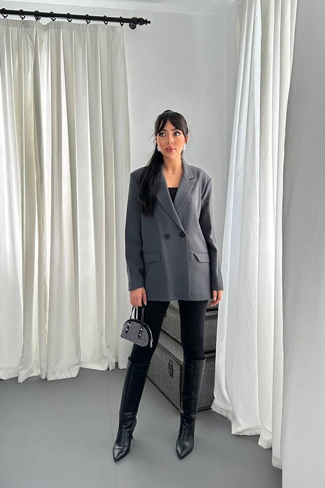 Elisa Blazer Jacket Smoke Wholesale Clothing Elegant