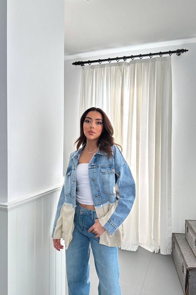 Elisa Giacca Di Jeans Con Maglieria Blu Abbigliamento all'ingrosso Casuale