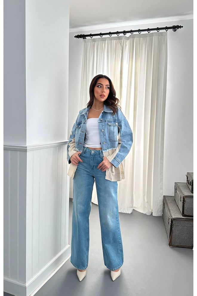 Elisa جاكيت دنيم مع تريكو أزرق ملابس بالجملة 2