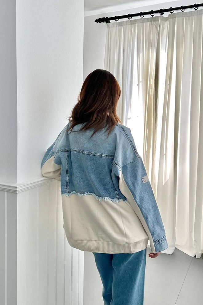 Elisa جاكيت دنيم مع تريكو أزرق ملابس بالجملة 5