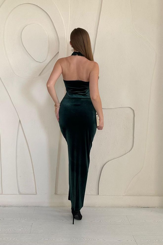 Elisa Off Shoulder Velvet Dress Emerald Wholesale Clothing Wedding