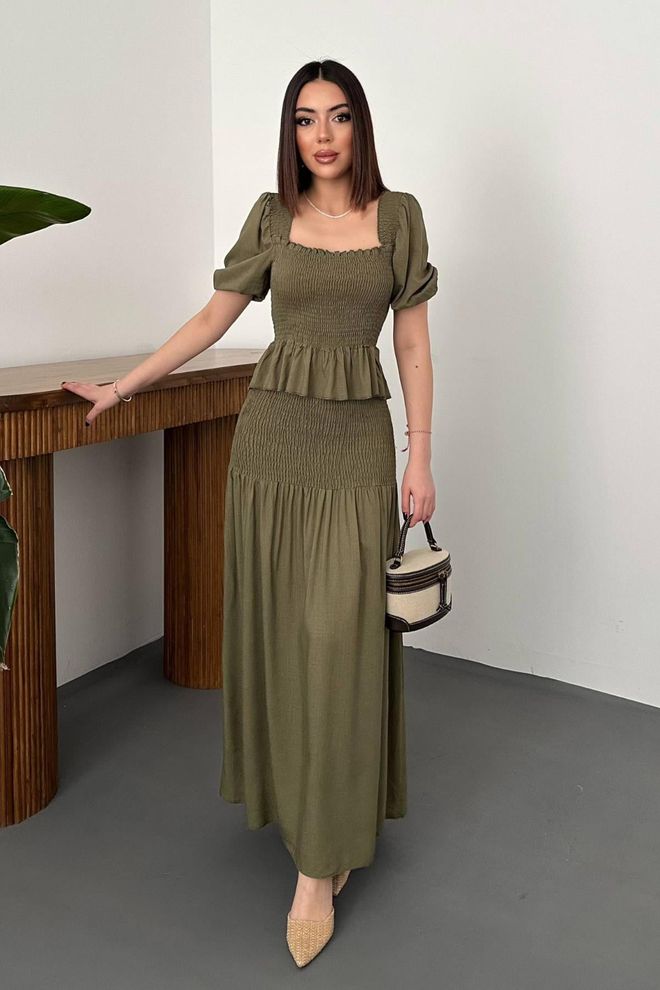 Elisa Khaki Set Casual Elegant Boho Modest Style Wholesale Clothing Modest