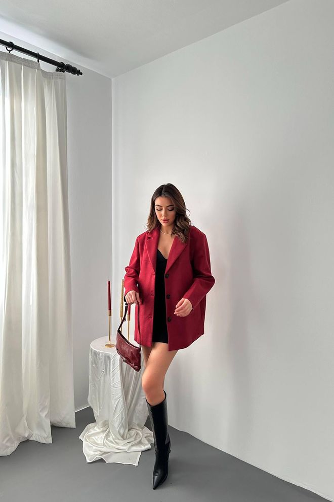 Elisa Claret Red Elegant Jacket Wholesale Clothing Spring