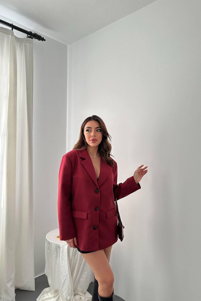 Elisa Claret Red Elegant Jacket Wholesale Clothing Casual