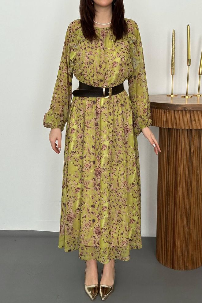 Elisa Green Elegant Fit And Flare Dress Wholesale Clothing Spring