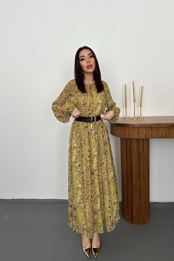 Elisa Green Elegant Fit And Flare Dress Wholesale Clothing 1