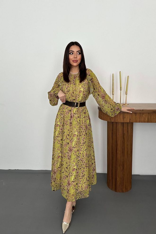 Elisa Green Elegant Fit And Flare Dress Wholesale Clothing Modest