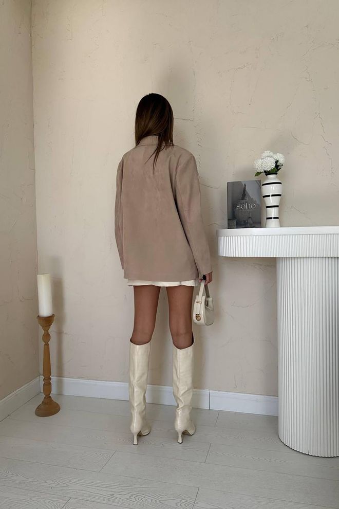 Elisa Beige Single Breasted Blazer Jacket Wholesale Clothing Spring