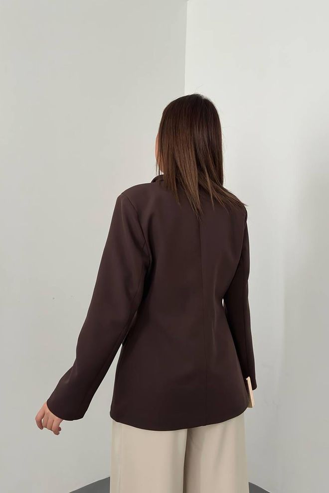 Elisa Brown Elegant Single Breasted Blazer Jacket Wholesale Clothing 5