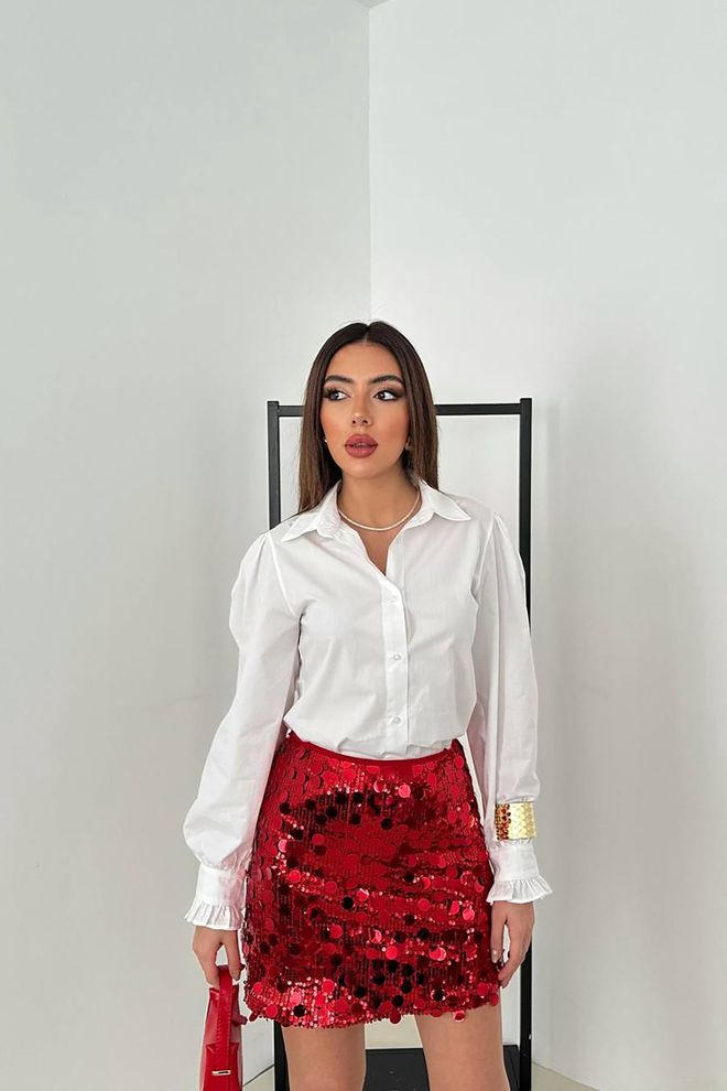 Elisa Red Bodycon Mini Skirt With Sequins Wholesale Clothing Spring