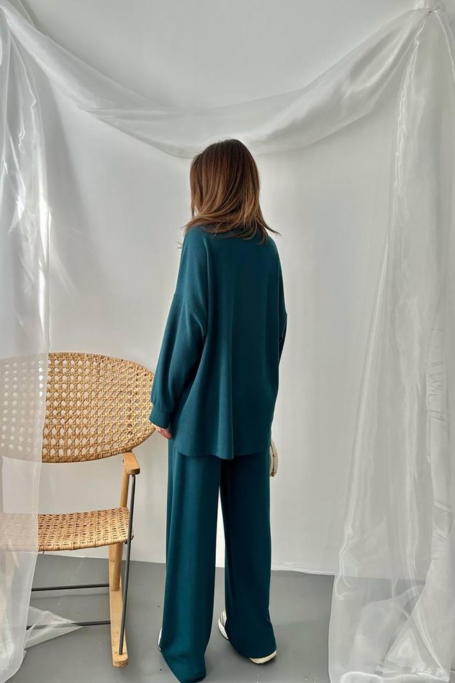 Elisa Navy Blue Set Oversized Palazzo Lounge & Work Wear Wholesale Clothing Casual