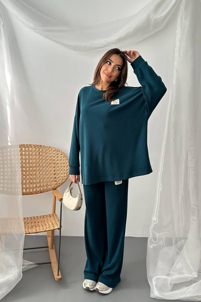 Elisa Navy Blue Set Oversized Palazzo Lounge & Work Wear Wholesale Clothing 1