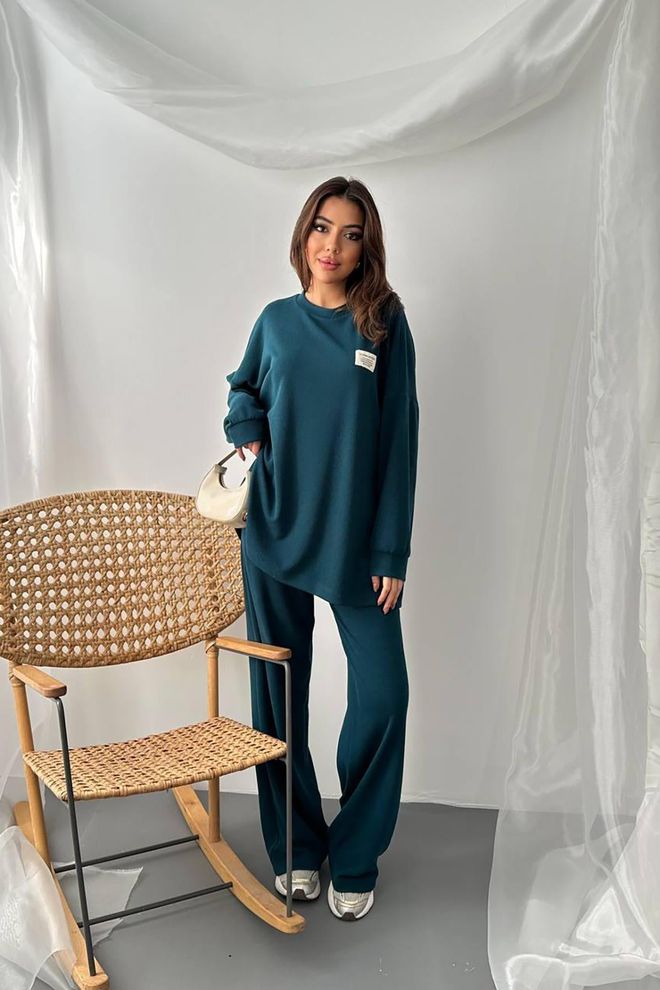 Elisa Navy Blue Set Oversized Palazzo Lounge & Work Wear Wholesale Clothing Modest