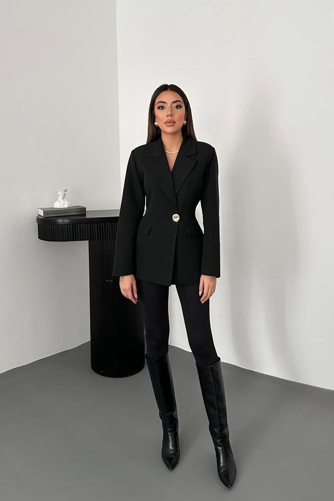 Elisa Black Elegant Single Breasted Blazer Jacket Wholesale Clothing Work