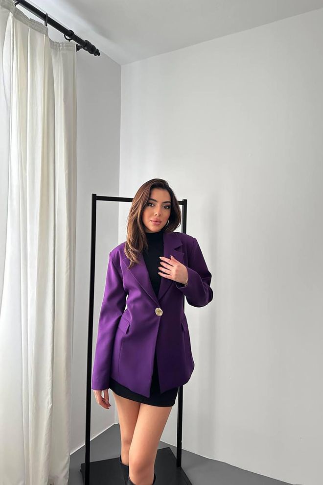 Elisa Purple Single Breasted Blazer Jacket Wholesale Clothing 1