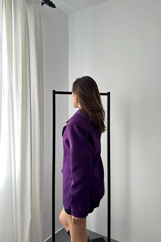 Elisa Purple Single Breasted Blazer Jacket Wholesale Clothing Formal