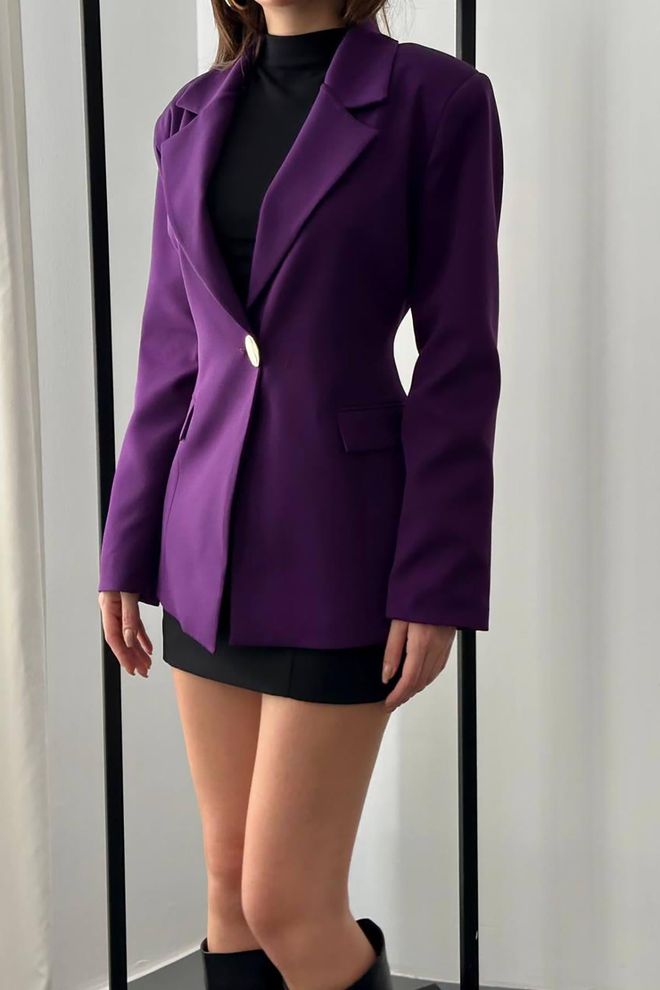 Elisa Purple Single Breasted Blazer Jacket Wholesale Clothing Work