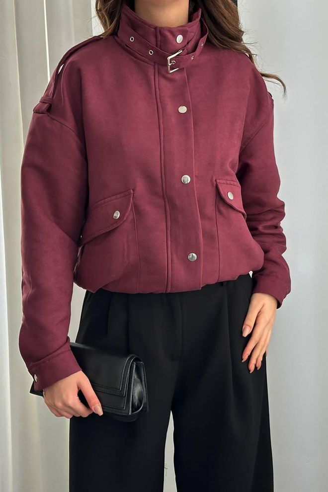 Elisa Claret Red Bomber Jacket Wholesale Clothing Spring
