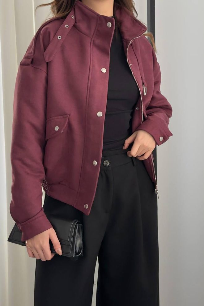 Elisa Claret Red Bomber Jacket Wholesale Clothing Streetwear