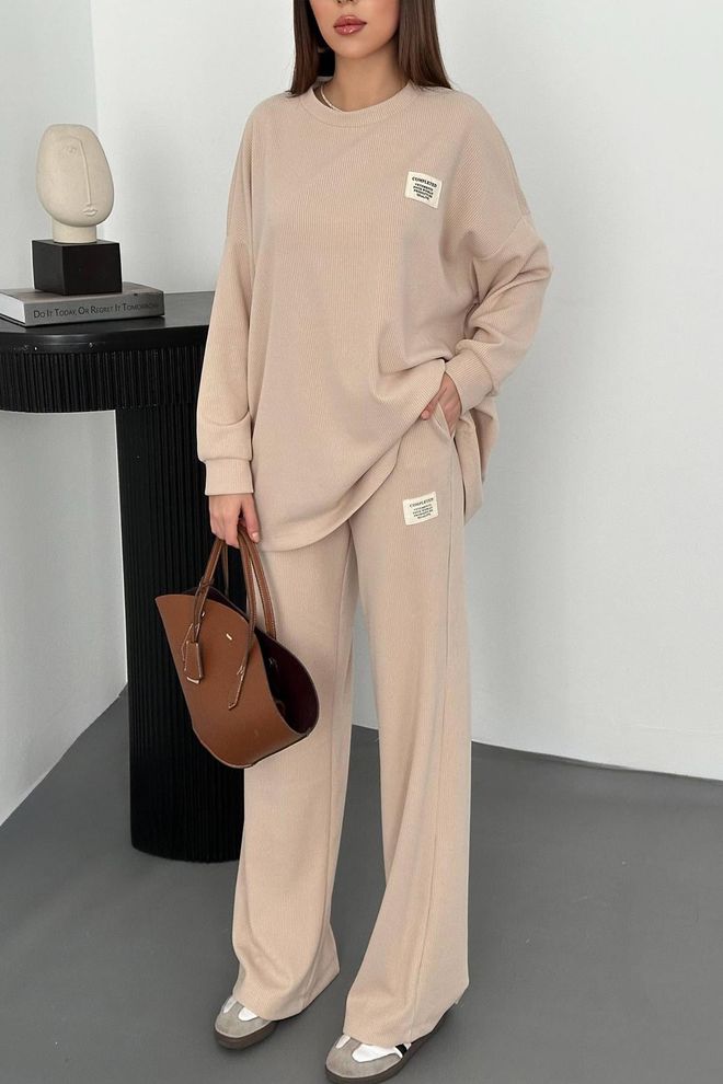 Elisa Beige Casual Modest Elegant Set Wholesale Clothing Casual