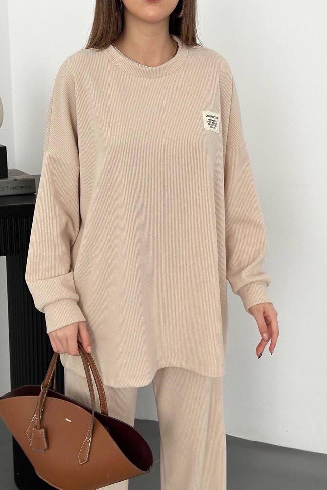 Elisa Beige Casual Modest Elegant Set Wholesale Clothing Spring