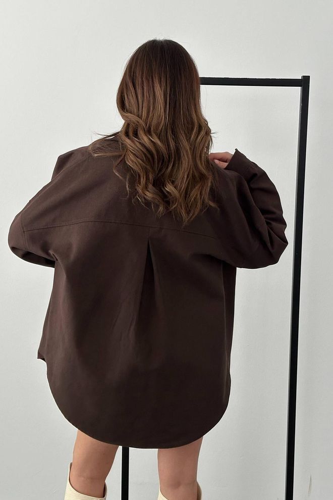 Elisa Brown Oversized Fit Casual Long Sleeve Shirt Wholesale Clothing 5